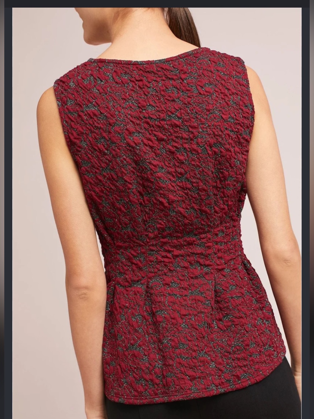 Anthropologie x Eva Franco Jacquard Peplum Top. - Picture 3 of 13